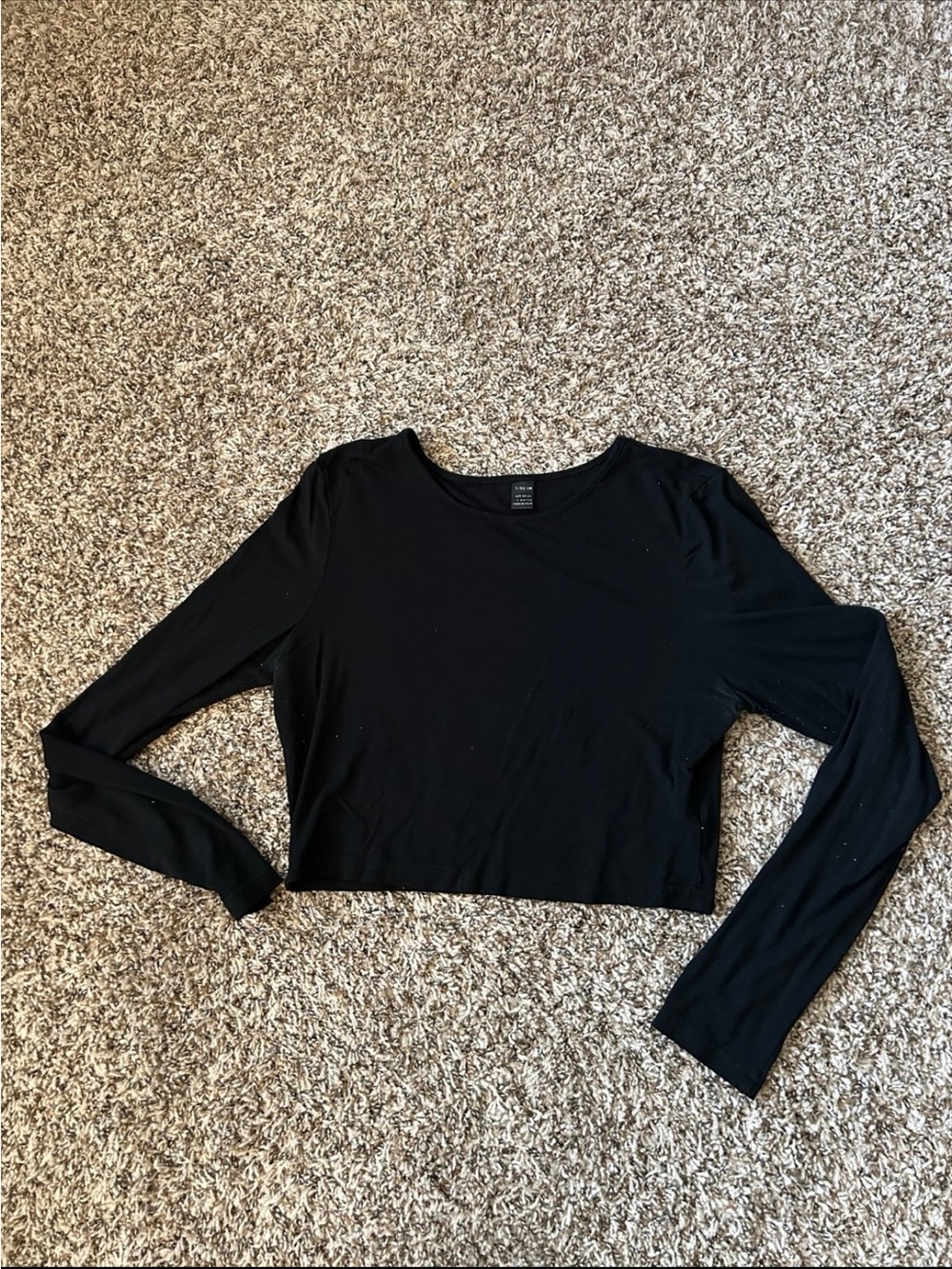 SHEIN Black Crop Long Sleeve Top